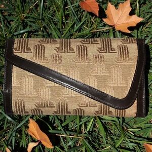 Vintage 1970's Lanvin Monogram Canvas And Leather Wallet